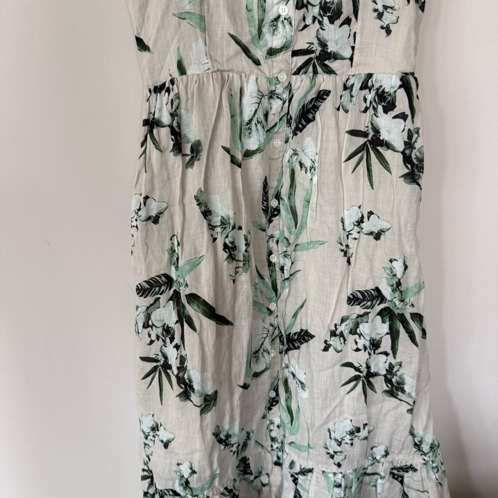 Banana Republic Ramie Button Front Maxi Dress in Khaki Floral - Picture 9 of 16